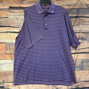 Ben Hogan Men's Large Performance Golf Polo Shirt Purple Striped Short Sleeve